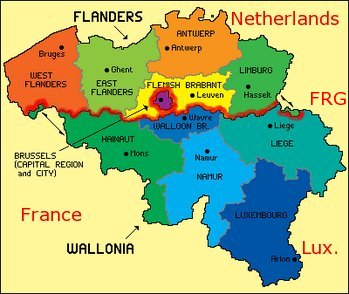 Travel Map of Belgium Regions