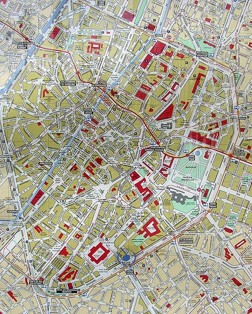Detail Color Map of Brussels Belgium