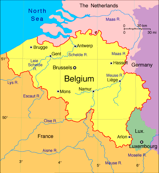 Travel Map of Belgium
