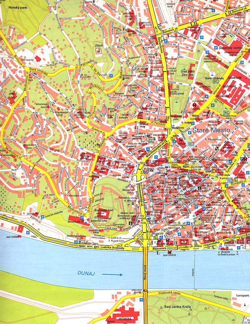 Detail Travel Map of Bratislava Slovakia