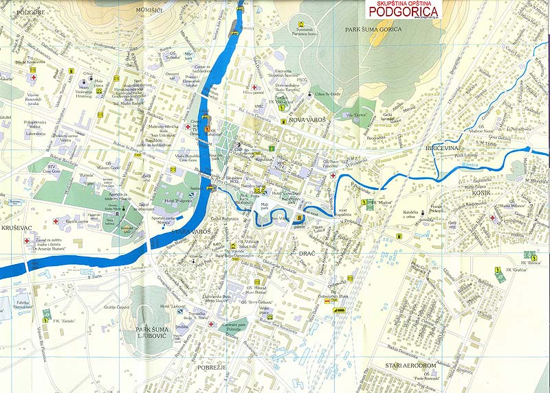 Big Detail Map of Podgorica Montenegro
