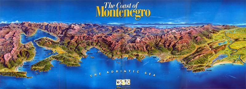 Big Detail Map of The Coast of Montenegro