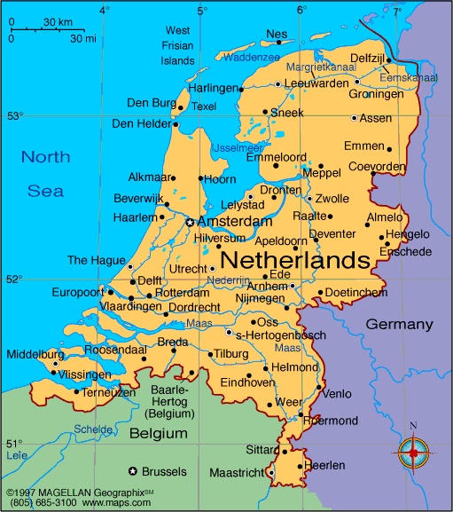 Map of Netherlands - Holland